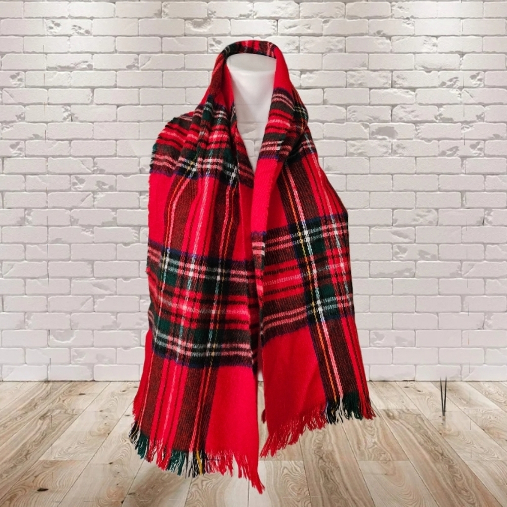 Cashmillion Red Plaid Scarf